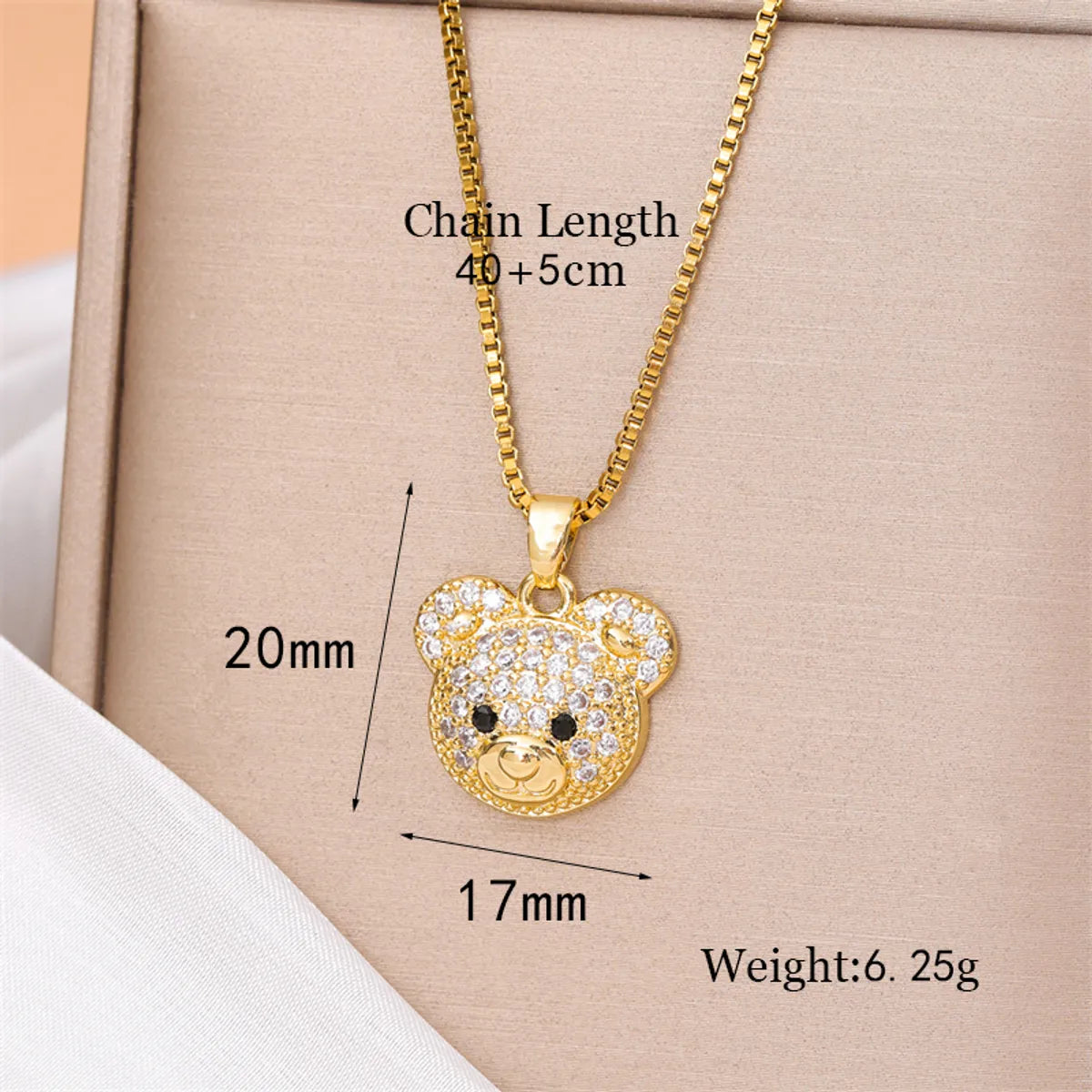 Stainless Steel Titanium Steel 18K Gold Plated Cute Streetwear Plating Inlay Little Bear Panda Zircon Pendant Necklace