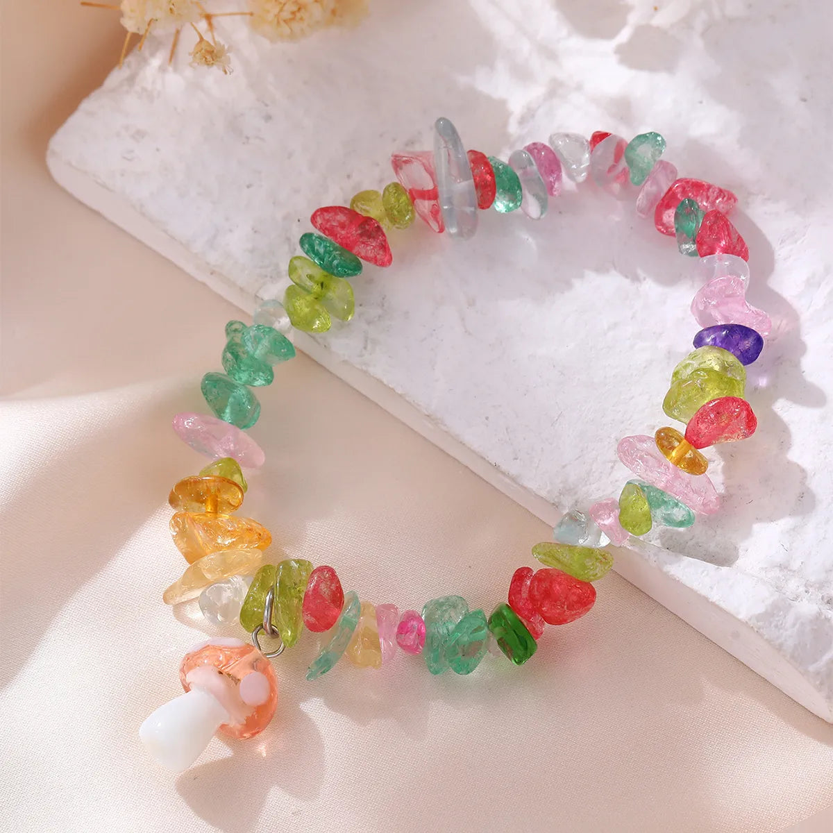 Cute Sweet Artistic Mushroom Resin Stone Wholesale Bracelets