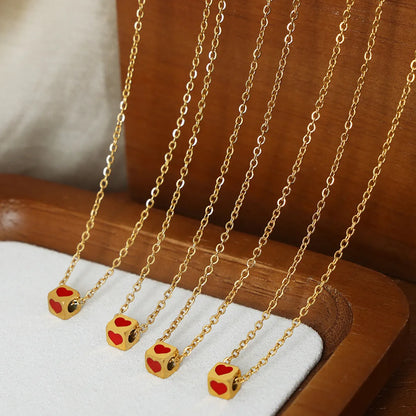 Cute Sweet Artistic Solid Color Titanium Steel Enamel Plating 18k Gold Plated Necklace