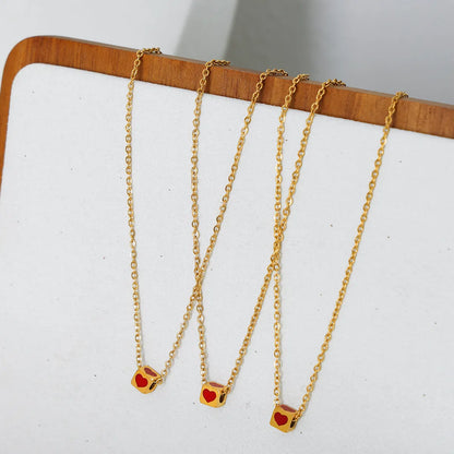 Cute Sweet Artistic Solid Color Titanium Steel Enamel Plating 18k Gold Plated Necklace