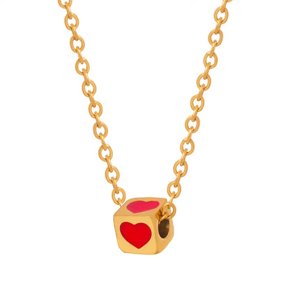 Cute Sweet Artistic Solid Color Titanium Steel Enamel Plating 18k Gold Plated Necklace