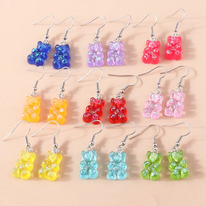 Cute Sweet Bear Alloy Resin Women'S Earrings Necklace