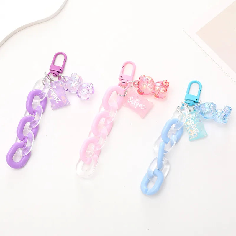 Cute Sweet Bear Arylic Plating Chain Bag Pendant