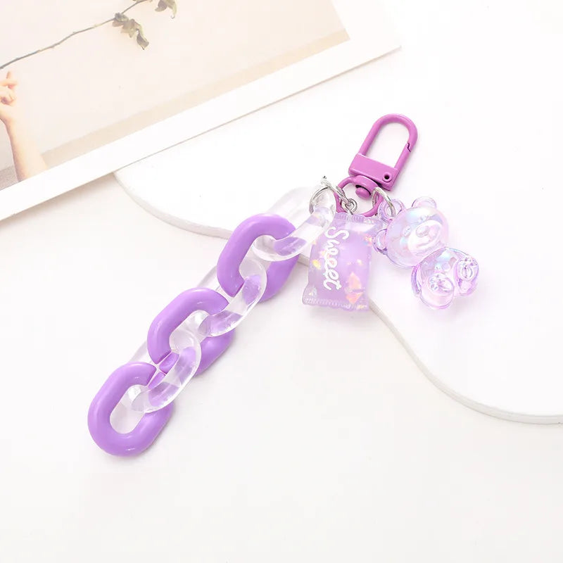 Cute Sweet Bear Arylic Plating Chain Bag Pendant