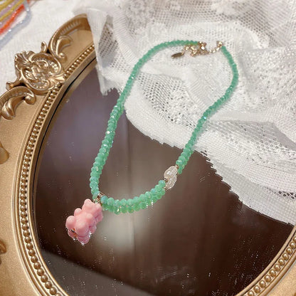 Cute Sweet Bear Beaded Wholesale Pendant Necklace