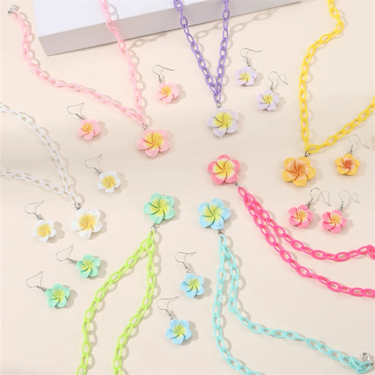 Cute Sweet Bear Flower Bow Knot Plastic Kid'S Jewelry Set