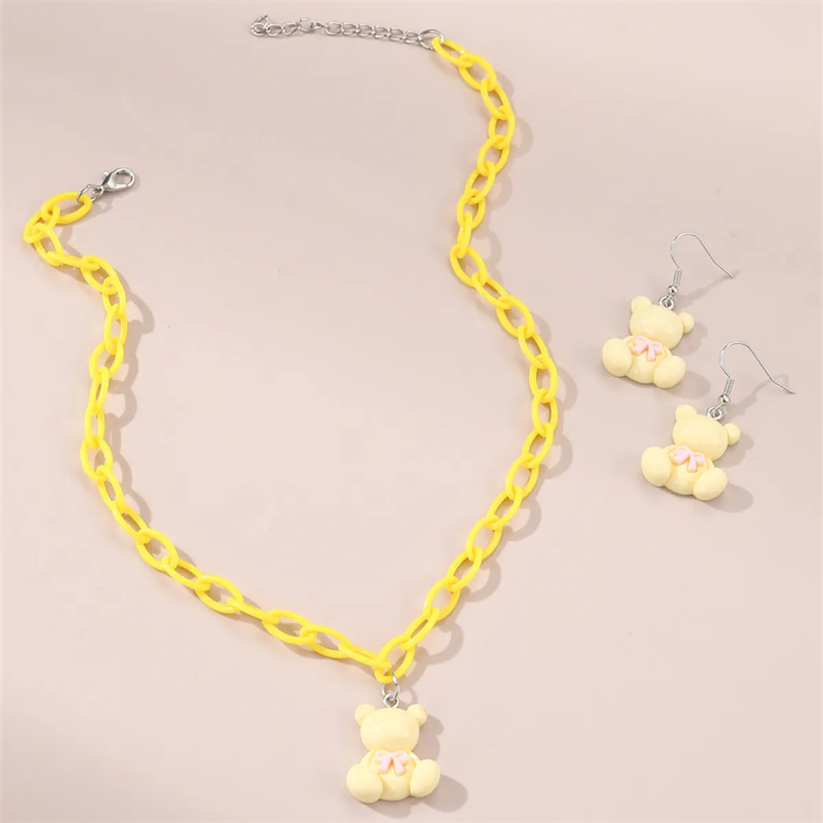 Cute Sweet Bear Flower Bow Knot Plastic Kid'S Jewelry Set