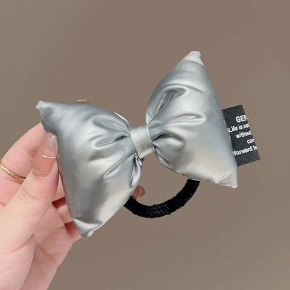 Cute Sweet Bow Knot Pu Leather Hair Clip Hair Tie