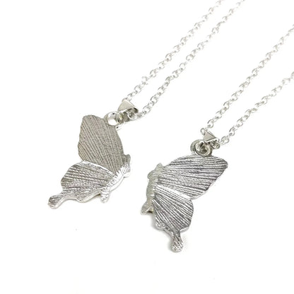 Cute Sweet Butterfly Alloy Enamel Plating Silver Plated Women's Pendant Necklace