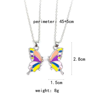 Cute Sweet Butterfly Alloy Enamel Plating Silver Plated Women's Pendant Necklace