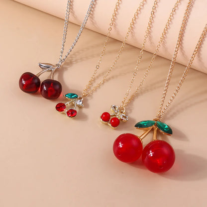 Cute Sweet Cherry Zinc Alloy Women'S Necklace