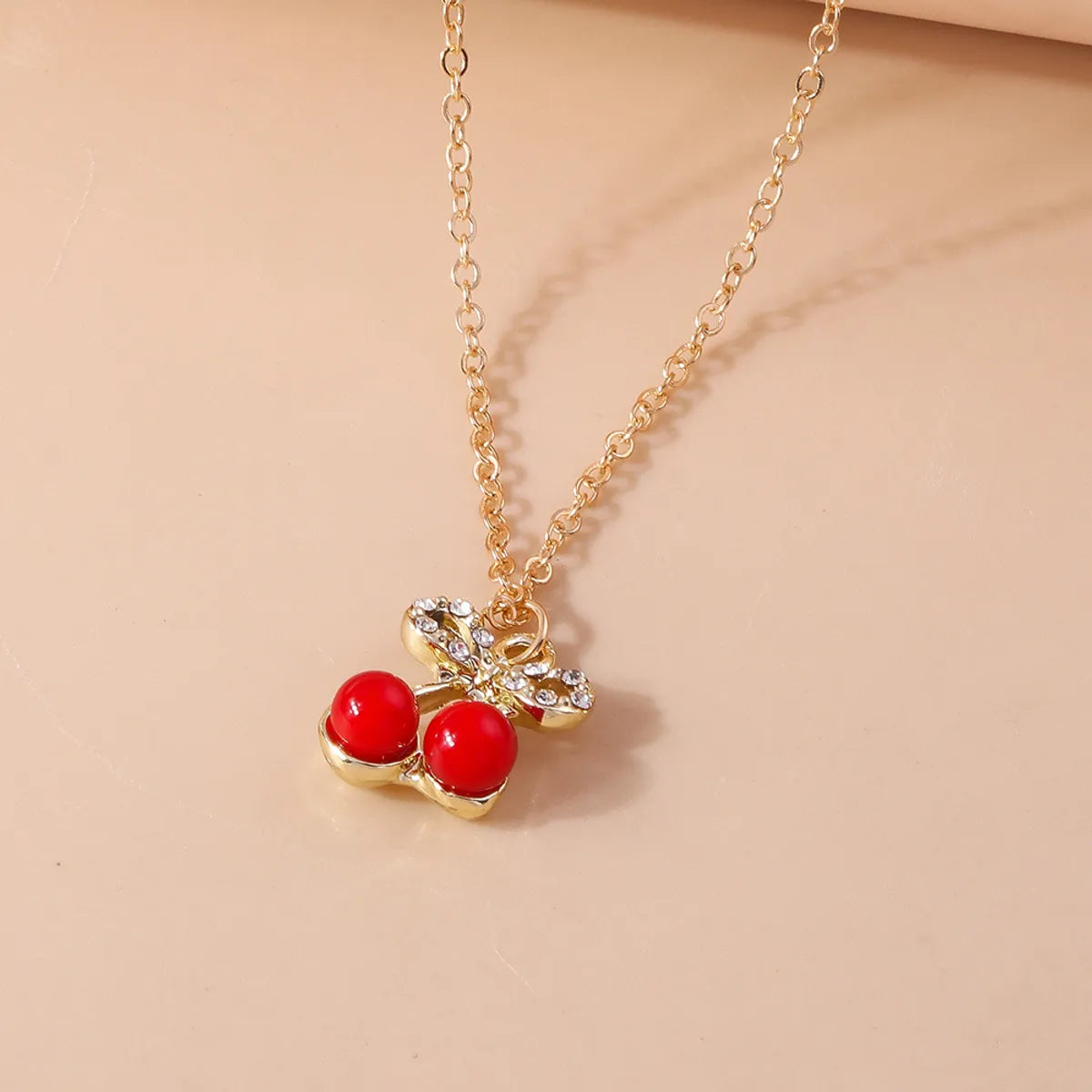 Cute Sweet Cherry Zinc Alloy Women'S Necklace