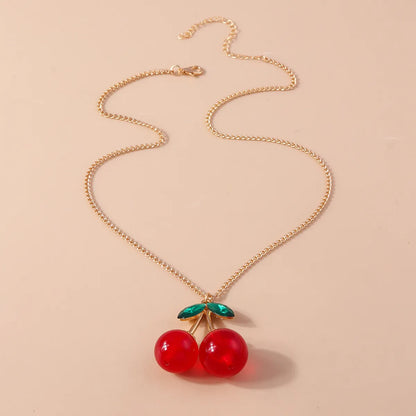 Cute Sweet Cherry Zinc Alloy Women'S Necklace