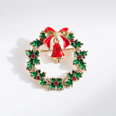 Cute Sweet Christmas Tree Bow Knot Snowman Alloy Enamel Plating Inlay Rhinestones Unisex Brooches 1 Piece