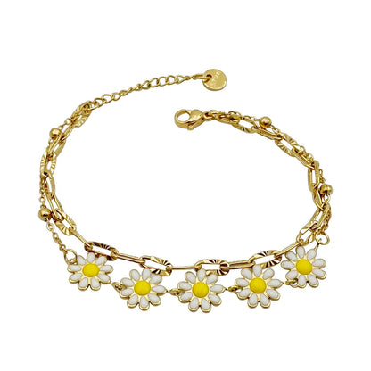 Cute Sweet Commute Flower 304 Stainless Steel 14K Gold Plated Bracelets In Bulk