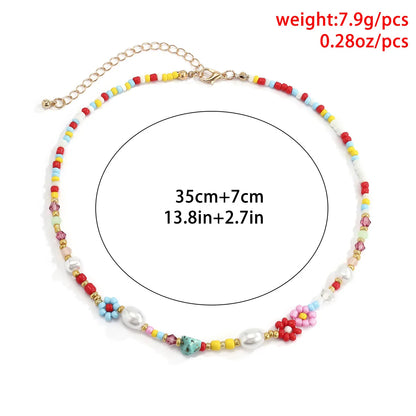 Cute Sweet Daisy Imitation Pearl Seed Bead Beaded Women's Necklace