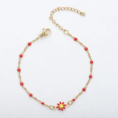 Cute Sweet Flower 304 Stainless Steel Bracelets In Bulk