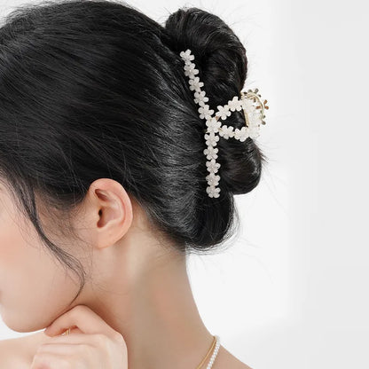 Cute Sweet Flower Alloy Inlay Pearl Hair Claws