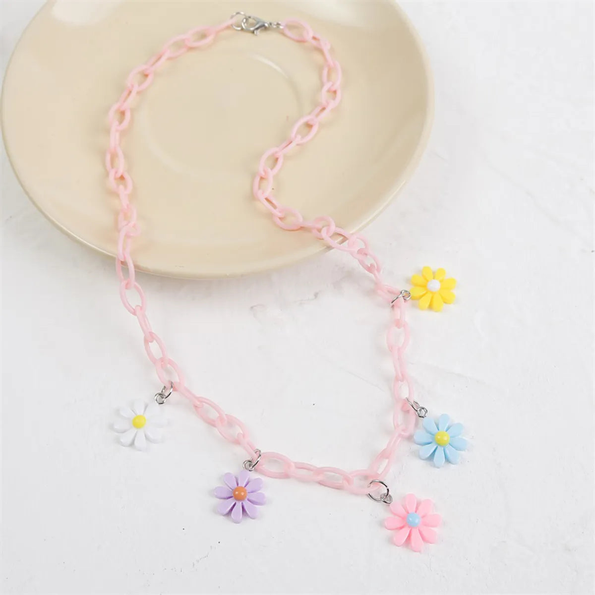 Cute Sweet Flower Arylic Resin Women's Necklace