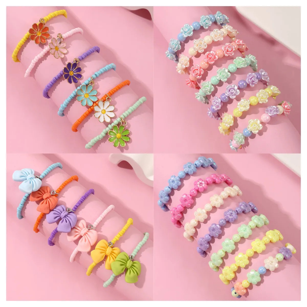 Cute Sweet Flower Bow Knot Plastic Girl'S Bracelets