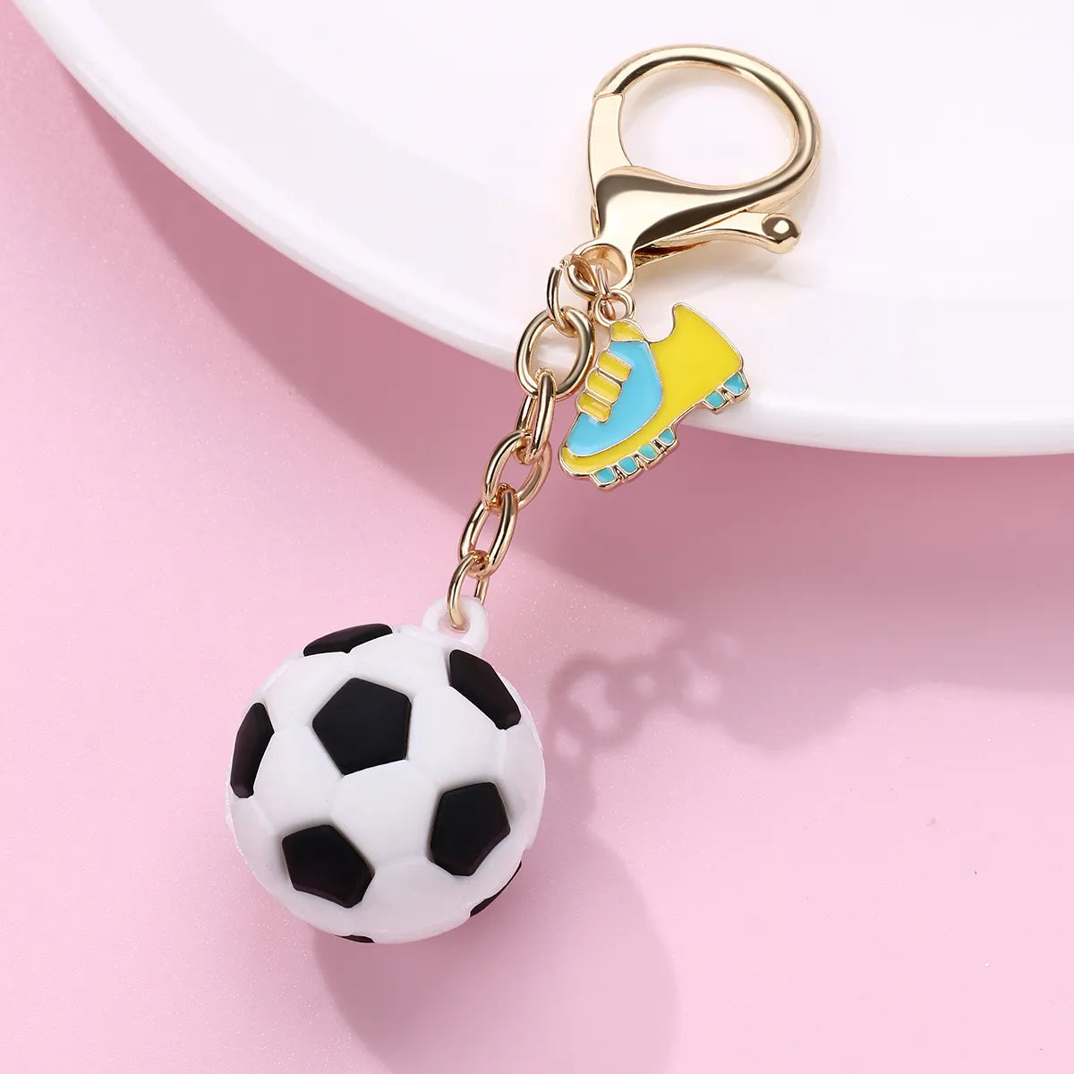 Cute Sweet Football Rubber Iron K Gold Plated Bag Pendant Keychain