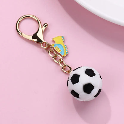 Cute Sweet Football Rubber Iron K Gold Plated Bag Pendant Keychain