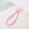 Cute Sweet Fruit Heart Shape Bow Knot Arylic Beaded Bag Pendant Mobile Phone Chain