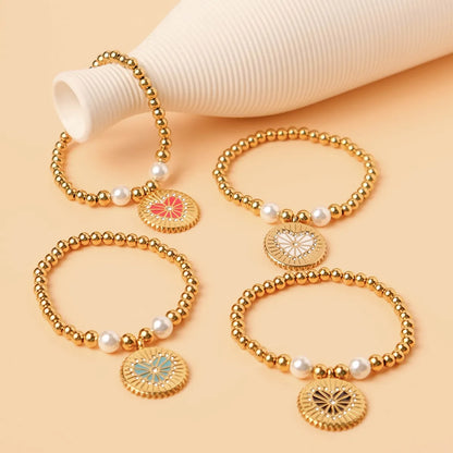 Cute Sweet Heart Shape 304 Stainless Steel Zircon Bracelets In Bulk