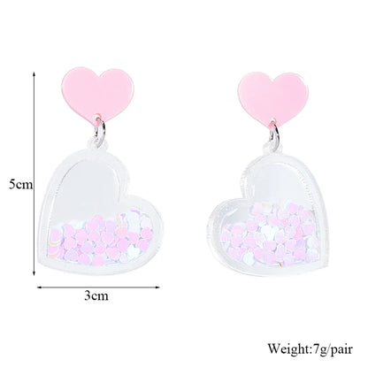 Cute Sweet Heart Shape Arylic Three-dimensional Women's Drop Earrings