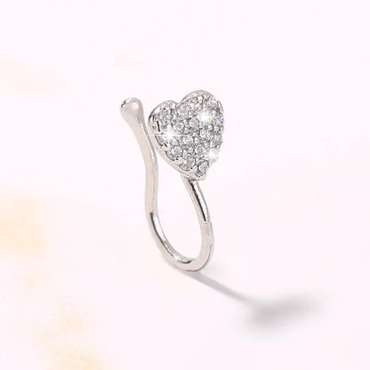 Cute Sweet Heart Shape Copper Plating Inlay Zircon Nose Ring