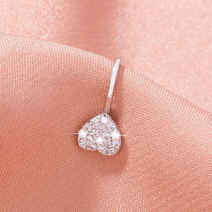 Cute Sweet Heart Shape Copper Plating Inlay Zircon Nose Ring