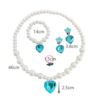 Cute Sweet Heart Shape Flower Plastic Beaded Girl'S Rings Bracelets Necklace