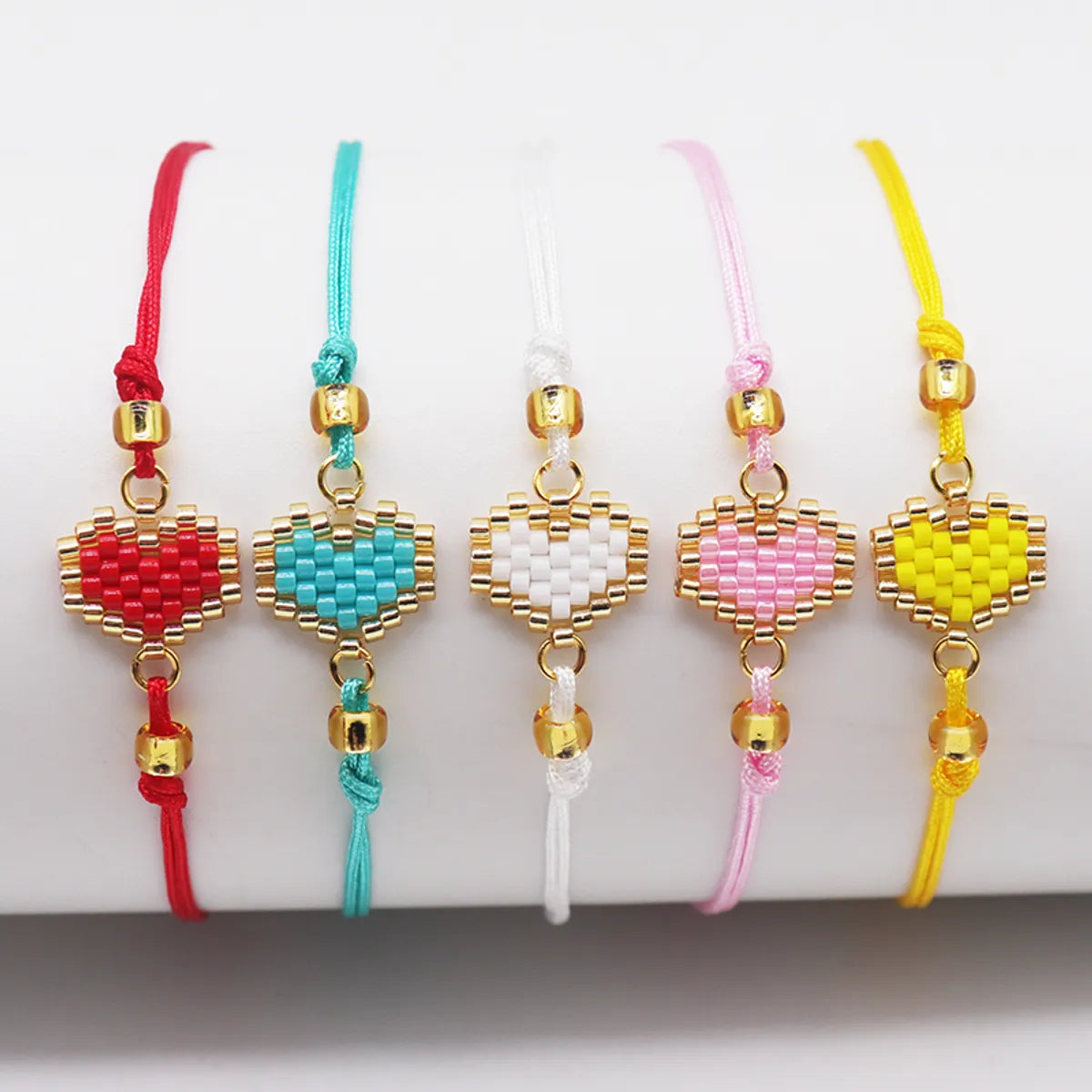 Cute Sweet Heart Shape Glass Handmade Women'S Bracelets