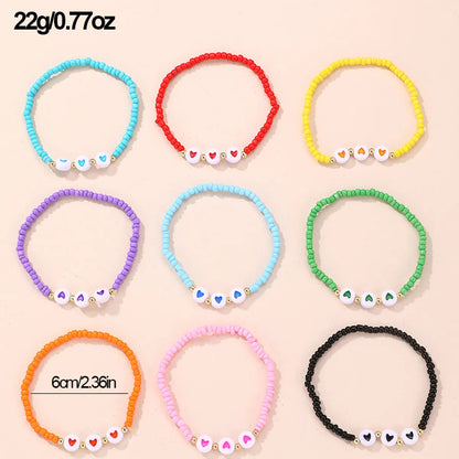 Cute Sweet Heart Shape Plastic Beaded Women's Bracelets