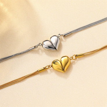 Cute Sweet Heart Shape Stainless Steel Titanium Steel Plating Pendant Necklace