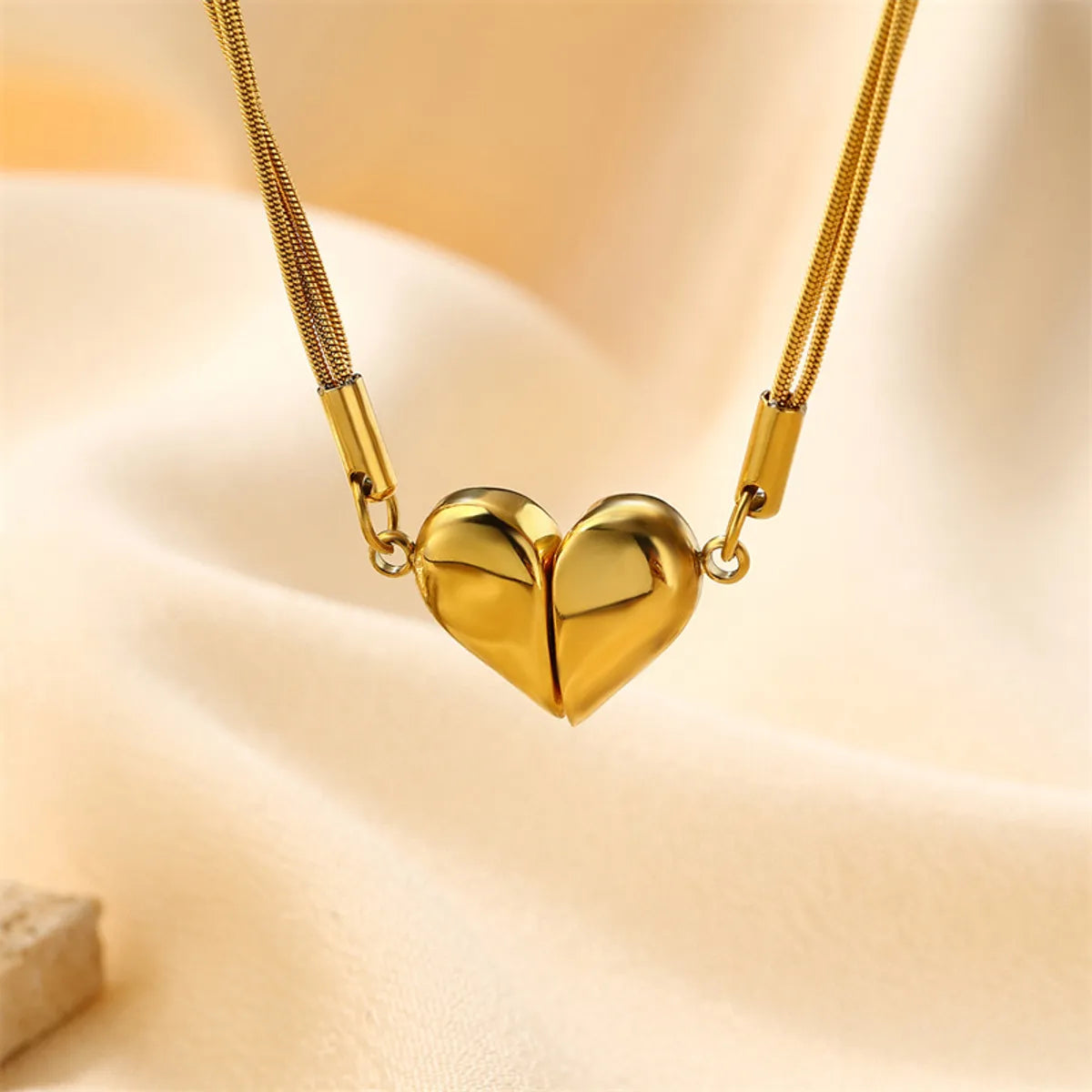 Cute Sweet Heart Shape Stainless Steel Titanium Steel Plating Pendant Necklace