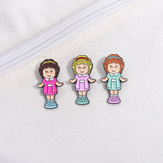 Cute Sweet Human Cartoon Character Alloy Stamping Stoving Varnish Plating Women'S Brooches