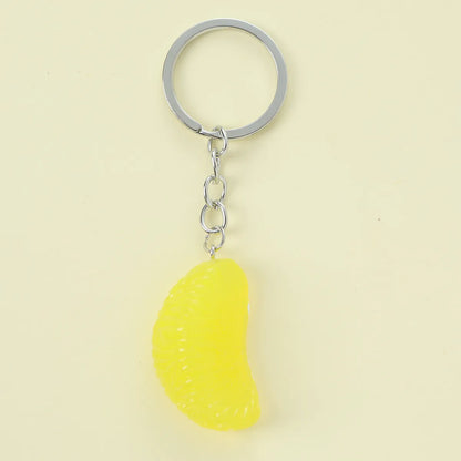 Cute Sweet Lemon Fruit Strawberry Alloy Plastic Bag Pendant Keychain