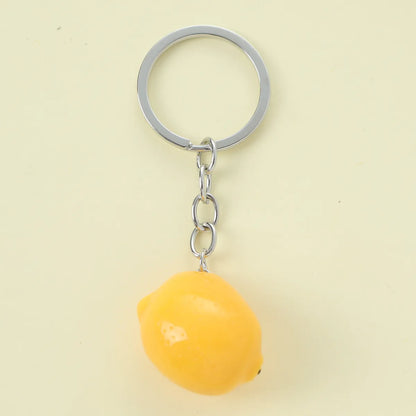 Cute Sweet Lemon Fruit Strawberry Alloy Plastic Bag Pendant Keychain