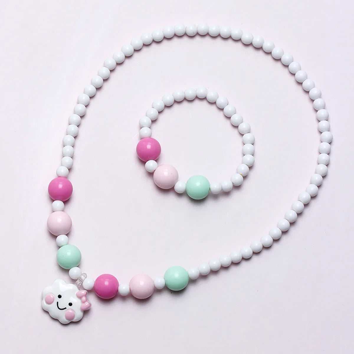 Cute Sweet Pastoral Clouds Plastic Resin Beaded Girl's Bracelets Necklace