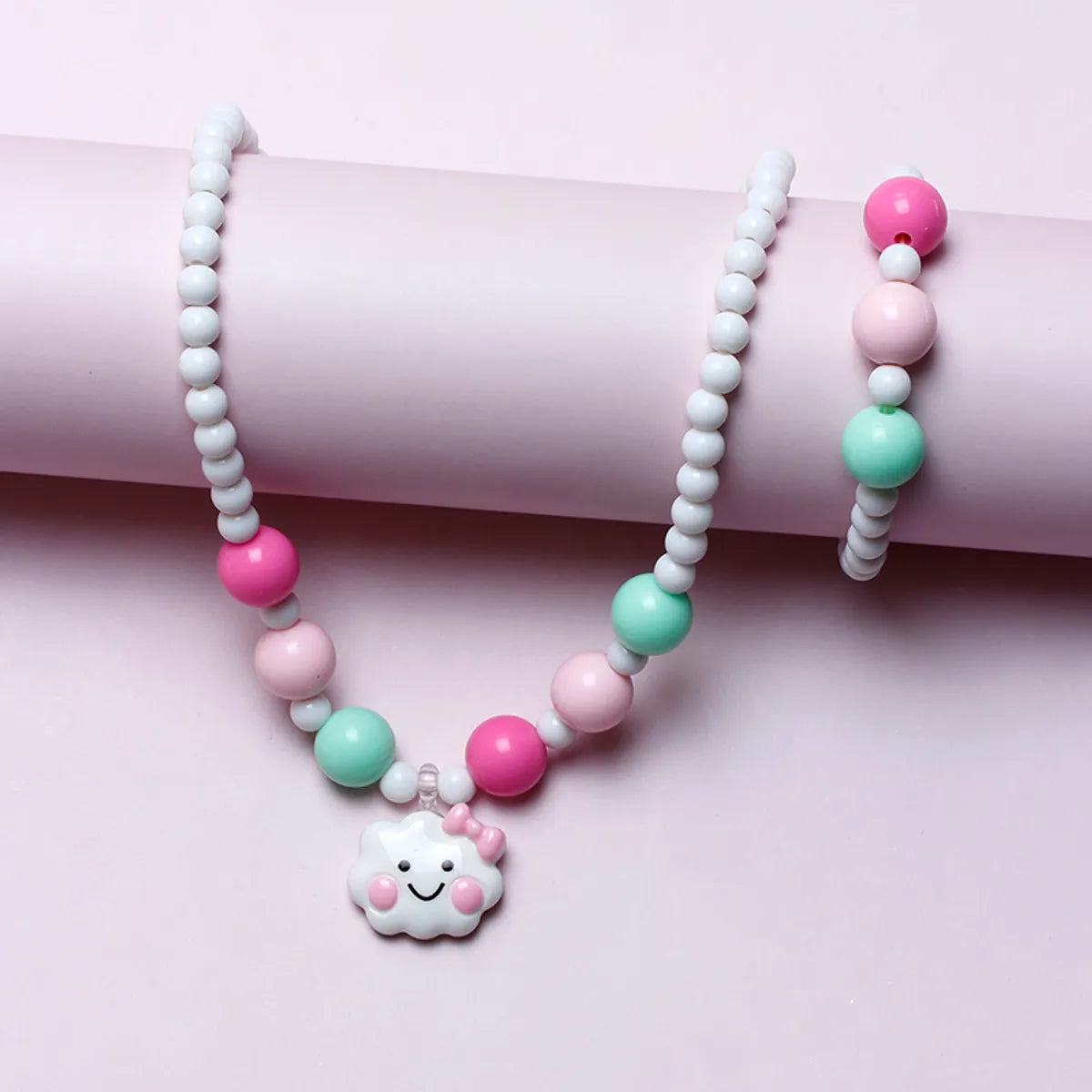 Cute Sweet Pastoral Clouds Plastic Resin Beaded Girl's Bracelets Necklace