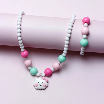 Cute Sweet Pastoral Clouds Plastic Resin Beaded Girl's Bracelets Necklace