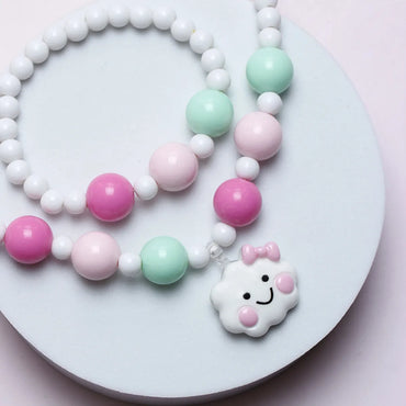 Cute Sweet Pastoral Clouds Plastic Resin Beaded Girl's Bracelets Necklace