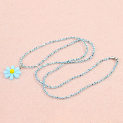 Cute Sweet Pastoral Flower Arylic Girl's Rings Necklace