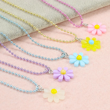 Cute Sweet Pastoral Flower Arylic Girl's Rings Necklace