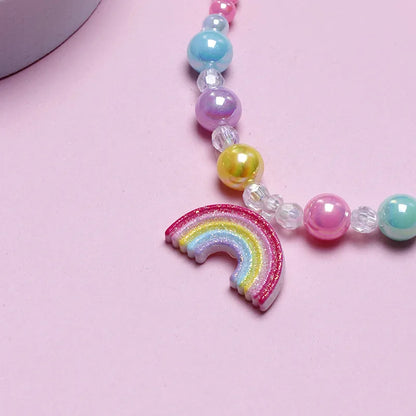 Cute Sweet Pastoral Rainbow Plastic Resin Girl'S Bracelets Necklace