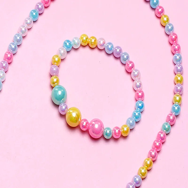 Cute Sweet Pastoral Rainbow Plastic Resin Girl'S Bracelets Necklace