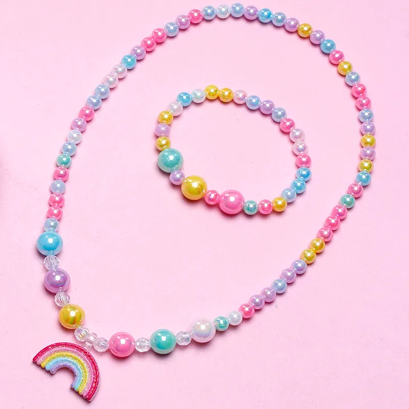 Cute Sweet Pastoral Rainbow Plastic Resin Girl'S Bracelets Necklace