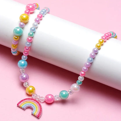 Cute Sweet Pastoral Rainbow Plastic Resin Girl'S Bracelets Necklace