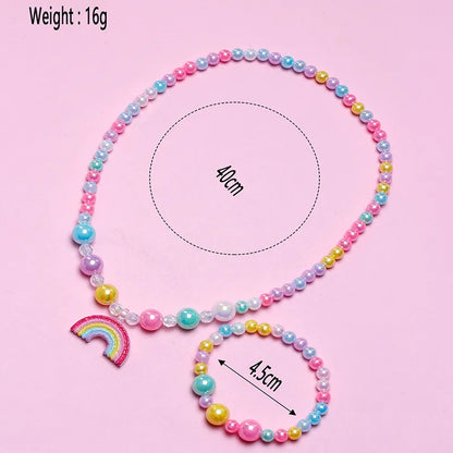 Cute Sweet Pastoral Rainbow Plastic Resin Girl'S Bracelets Necklace